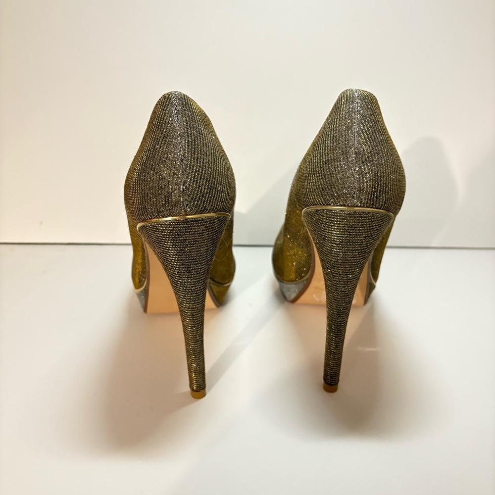 Chic Gray Peep-Toe Heels - Picture 3 of 7
